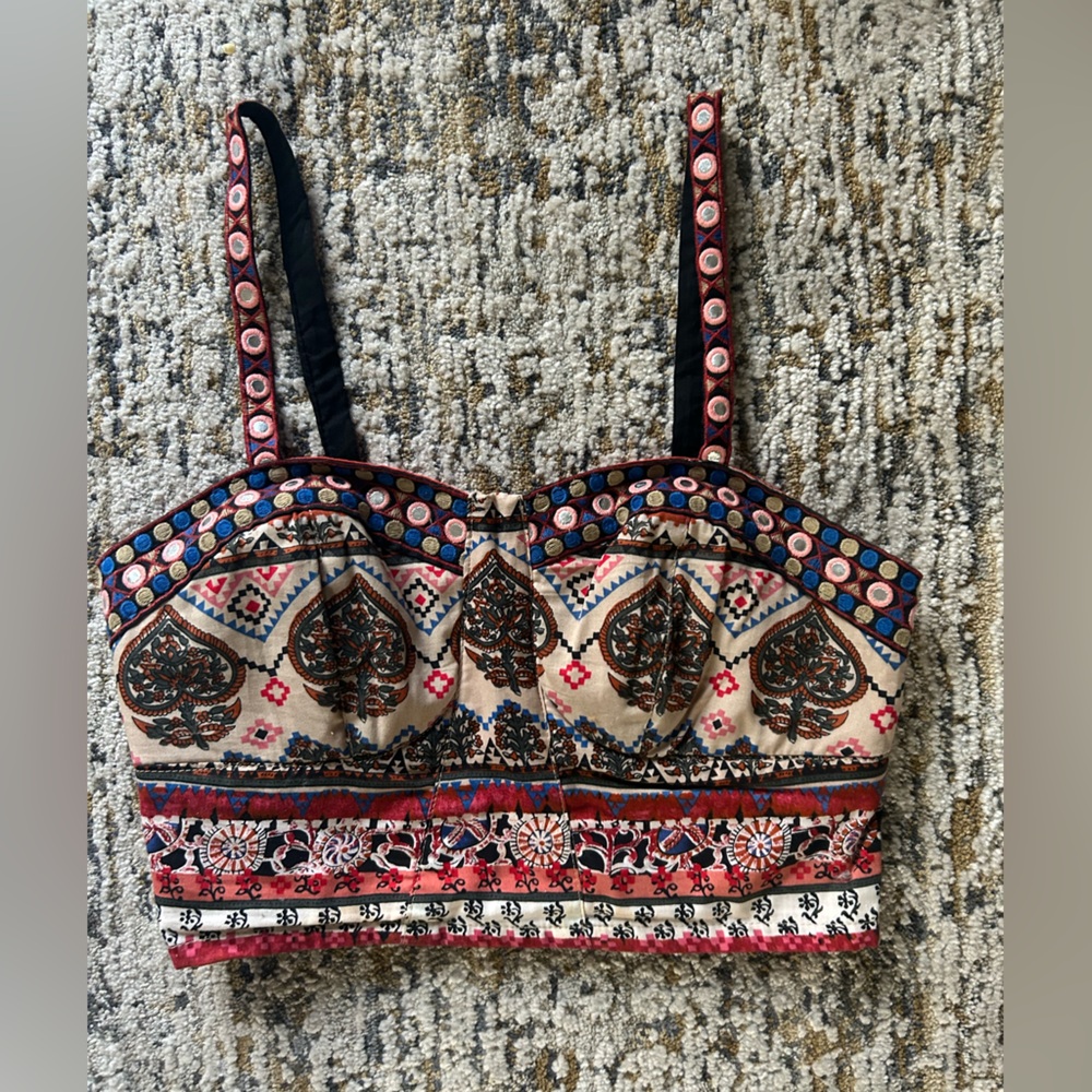 Xhilaration Multicolor Patterned Crop Top